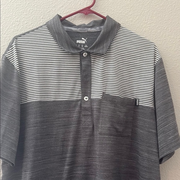 Puma Gray Textured Polo Shirt - Picture 2 of 5